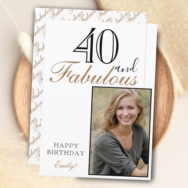 Carte 40 et fabuleux Elegant Happy Birthday Photo (Créateur téléchargé)
