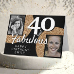 Carte 40 et Fabulous Gold Parties scintillant 2 Photo 40<br><div class="desc">40 et Fabulous Gold Parties scintillant 2 Photo 40th Birthday Greeting Card. Ajoutez vos photos - vous pouvez utiliser une photo ancienne et nouvelle. Ajoutez votre nom,  votre âge et votre texte à l'intérieur ou effacez-le.</div>