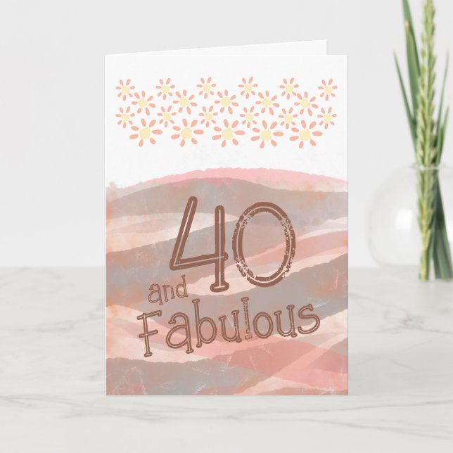Carte 40 & Fabuleux Daisy Flower Aquarelle Anniversaire (Devant)