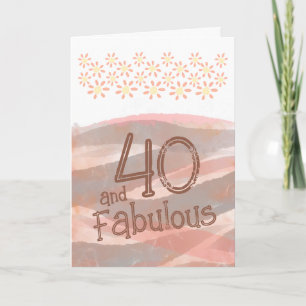 Carte 40 & Fabuleux Daisy Flower Aquarelle Anniversaire