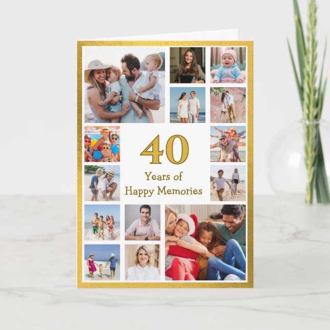 Carte 40 years (or any age) of happy memories birthday (Devant)