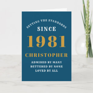 Carte 40e anniversaire 1981 Blue Gold Hommes personnalis