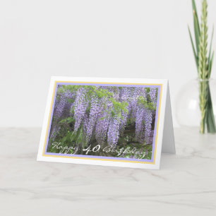 Carte 40e anniversaire Amelia Wisteria Elegant Gold Fram