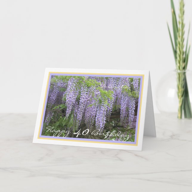 Carte 40e anniversaire Amelia Wisteria Elegant Gold Fram (Devant)