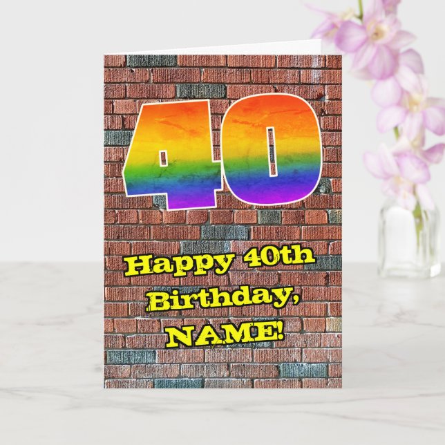 Carte 40e anniversaire : Arc-en-ciel amusant inspiré par (Orchidée)