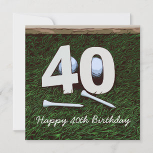 Carte 40e anniversaire au golfeur avec le numéro quarant