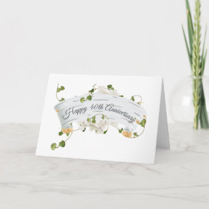 Carte 40e anniversaire avec lierre sur parchemin de boul