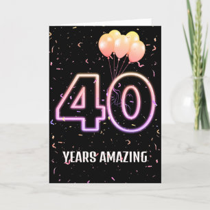 Carte 40e anniversaire Ballons et Confetti