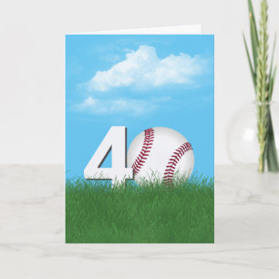 Carte 40e Anniversaire Baseball En Herbe Verte