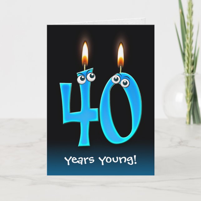 Carte 40e anniversaire bougies avec boules d'yeux (Devant)