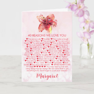 Carte 40e anniversaire Calla Lilly Raisons