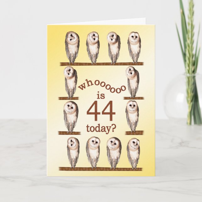 Carte 40e anniversaire, Curious owls card. (Devant)