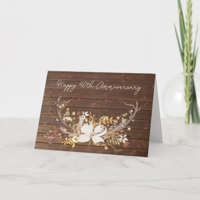 Carte 40e anniversaire Deer Antler Bouquet (Devant)