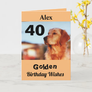 Carte 40e Anniversaire d'or Mignonne Retriever