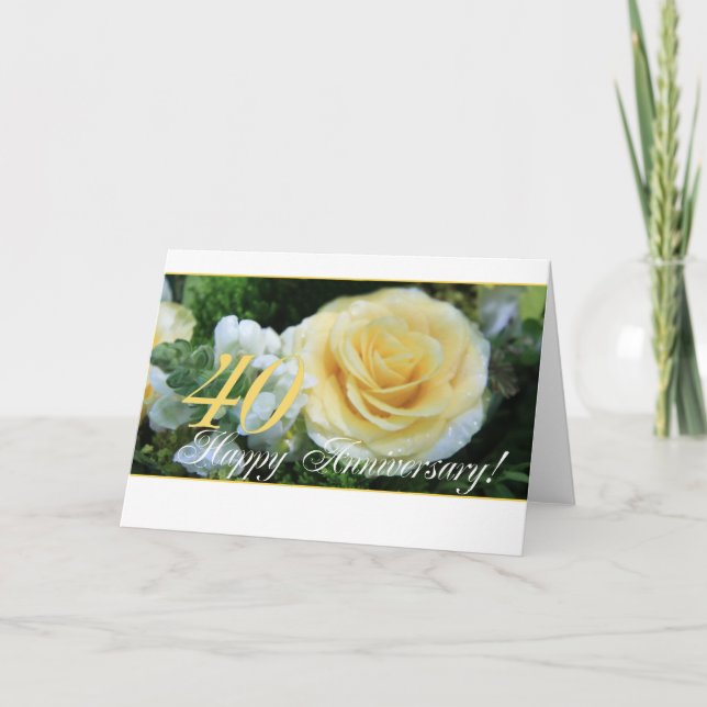 Carte 40e anniversaire du Mariage - Rose jaune (Devant)