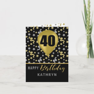 Carte 40e anniversaire Gold et Silver Confetti Balloon