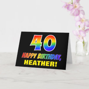 Carte 40e anniversaire : Gras, Amusant, Simple, Arc-en-c