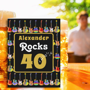 Carte 40e anniversaire Guitare Rock and Roll Personnalis