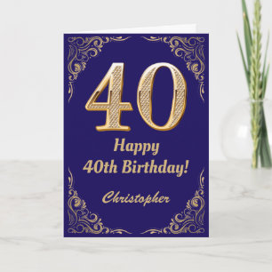 Carte 40e anniversaire Marine Bleu et Parties scintillan