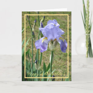 Carte 40e Anniversaire Mauve Iris Nom Flower Golden Fram