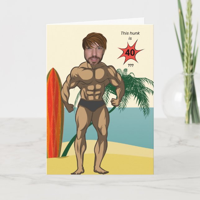 Carte 40e anniversaire 💪 🤣 Mens Funny Bodybuilder Musc (Devant)
