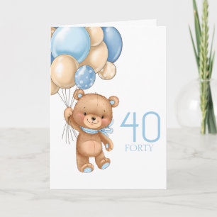 Carte 40e anniversaire mignon ballons bleu garçon petite