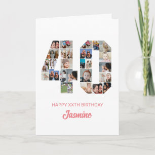 Carte 40e anniversaire Numéro 40 Photo Collage personnal