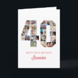 Carte 40e anniversaire Numéro 40 Photo Collage personnal<br><div class="desc">Célébrez le 40ème anniversaire de la ville avec cette carte mignonne. C'est une carte d'anniversaire personnalisée de collage photo qui vous permet de créer un design vraiment unique et mémorable. Ce modèle personnalisable vous permet d'insérer vos propres photos chères, en capturant les moments précieux tout au long de l'année. Cette...</div>