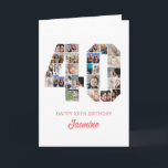 Carte 40e anniversaire Numéro 40 Photo Collage personnal<br><div class="desc">Célébrez le 40ème anniversaire de la ville avec cette carte mignonne. C'est une carte d'anniversaire personnalisée de collage photo qui vous permet de créer un design vraiment unique et mémorable. Ce modèle personnalisable vous permet d'insérer vos propres photos chères, en capturant les moments précieux tout au long de l'année. Cette...</div>