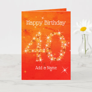 Carte 40e anniversaire - Numéro d'étoile Red Orange Glow
