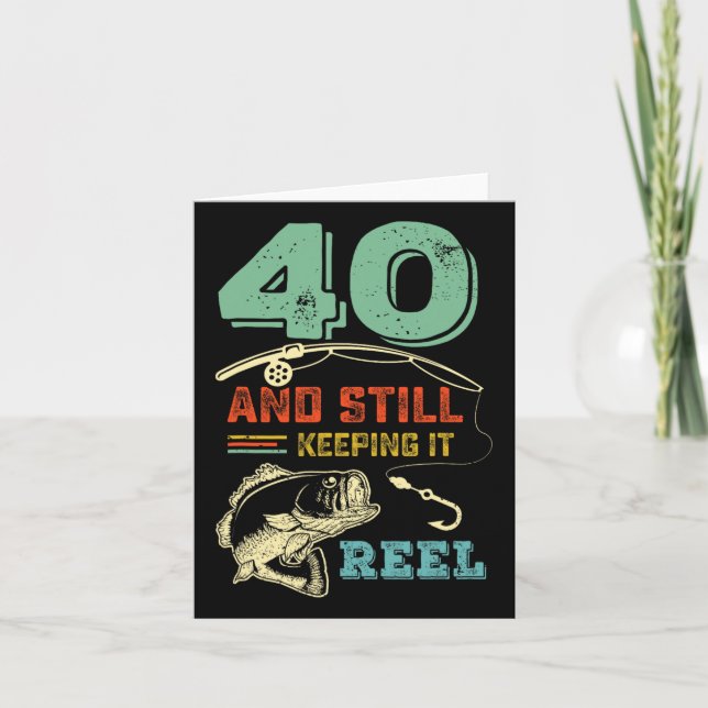 Carte 40e anniversaire Pêche Turning 40 pêcheurs Mens Pu (Devant)