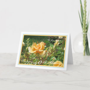 Carte 40e anniversaire Rose Denise Elegant Golden Frame