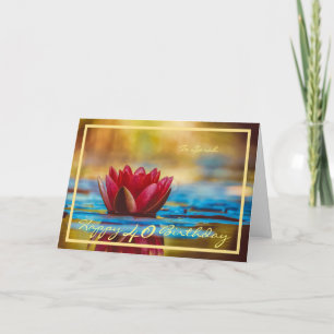 Carte 40e anniversaire Sarah Water Lily Elégante Gold Fr