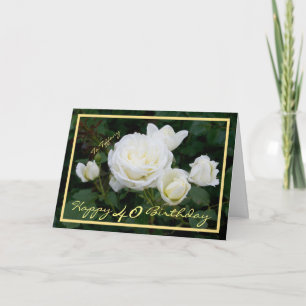 Carte 40e Anniversaire Tiffany Roses Blanches Cadre Élég