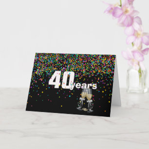Carte 40e anniversaire toast en confetti