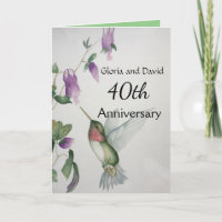 40e joyeux anniversaire doux élégant colibri