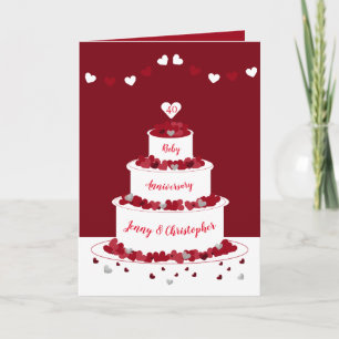Carte 40e Ruby Mariage Anniversaire gâteau merci