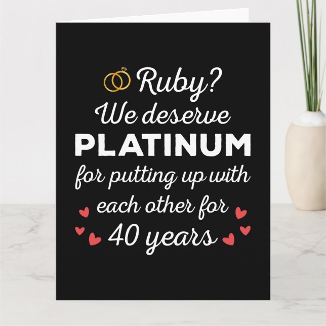 Carte 40ème anniversaire du Mariage I - Ruby Funny Coupl (Devant)