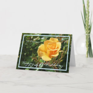 Carte 40ème Anniversaire Melissa Rose jaune Elegant Gold