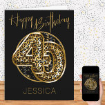Carte 40th Birthday Leopard Print Gold Foil Balloons<br><div class="desc">Personalized 40th birthday card with animal print foil balloons in black and gold. The trendy leopard print balloons are framed with black and gold confetti and Happy Birthday is hand lettered in gold. The template is ready for you to personalize the front of the card and add a message inside...</div>