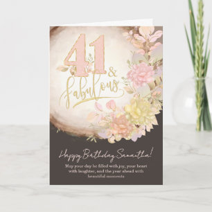 Carte 41 ans et Fabuleux Fleurs Photo Anniversaire Perso