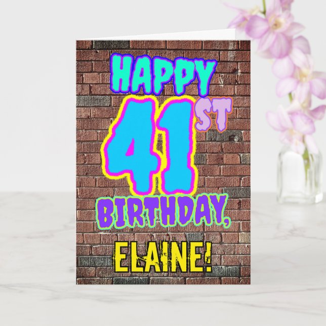 Carte 41e anniversaire - Amusant, Graffiti urbain inspir (Orchidée)