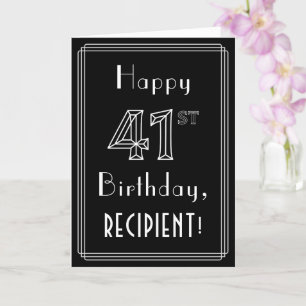 Carte 41e anniversaire : Art Déco Style # 41 & Nom perso