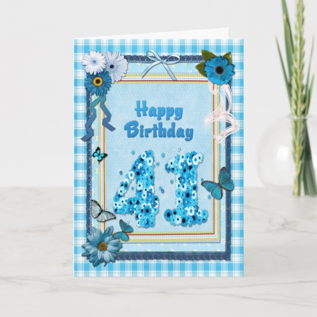 Carte 41e anniversaire avec un effet scrapbook (Devant)