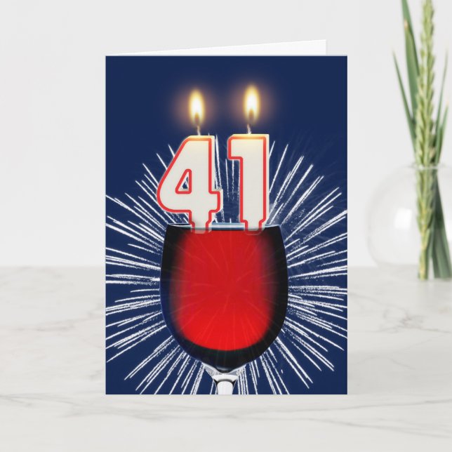 Carte 41e anniversaire avec vin et bougies (Devant)