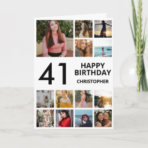 Carte 41e anniversaire Collage photo 13 photos noir blan