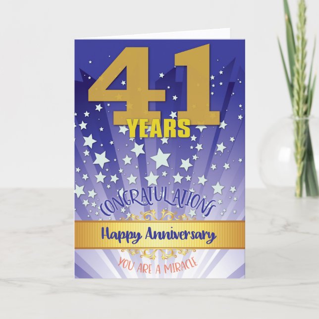 Carte 41e anniversaire de rétablissement chiffre gras (Devant)