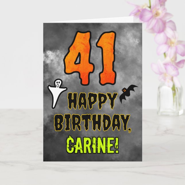 Carte 41e anniversaire : Eerie Halloween Thème + Nom per (Orchidée)
