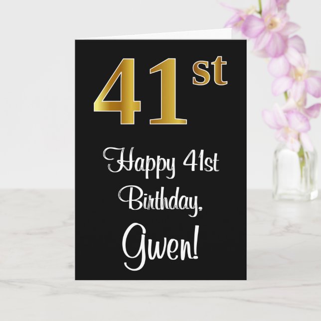 Carte 41e anniversaire ~ Elégant Luxueux Faux Gold Look  (Orchidée)