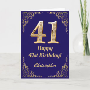 Carte 41e Anniversaire Marine Parties scintillant Bleu e